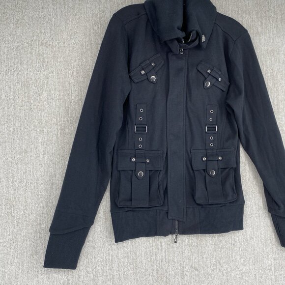 Berning Sho Black Label Jacket Mens L Full Zip Japan Punk Gothic Military Buckle - Picture 4 of 12